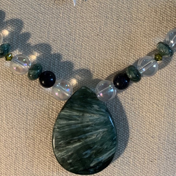 Hand Crafted Jewelry - Seraphinite, blue sandstone and rainbow quartz